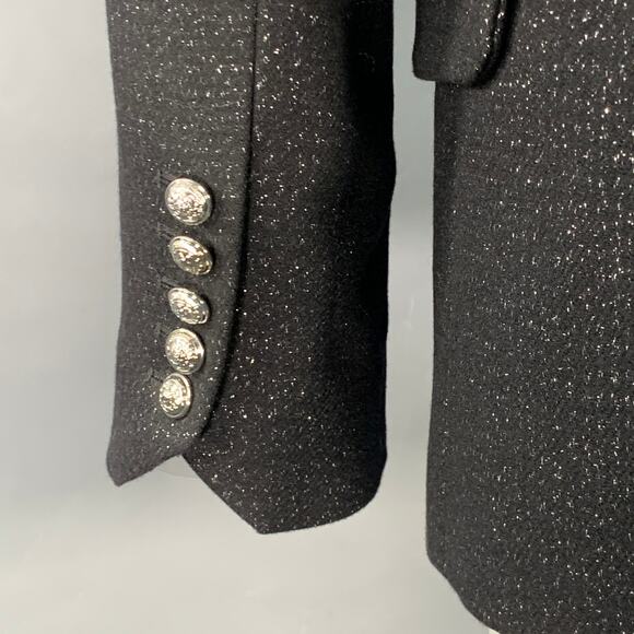 M Venus Sparkle Black Silver Wool Blend Peak Lapel Jacket Blazer - Picture 4 of 6